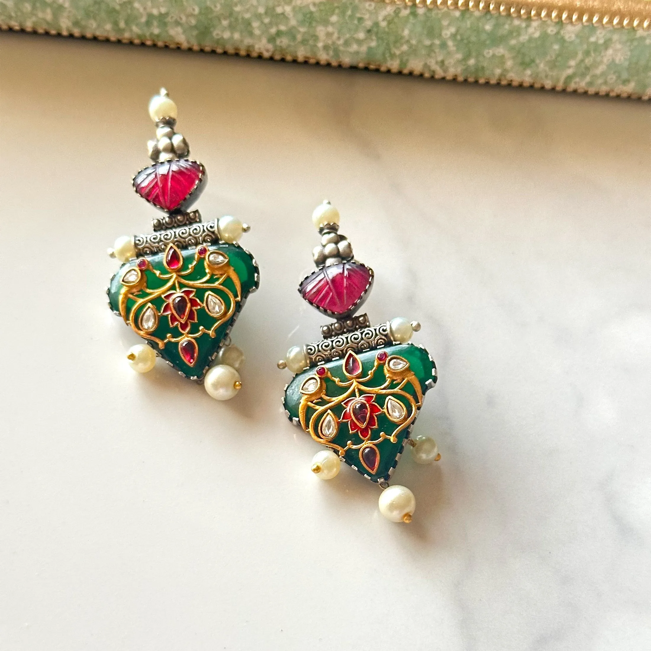 Nyssa Motif Carved Stone Earrings