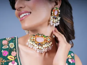 Opulent Navratan Kundan Choker set - with Earrings