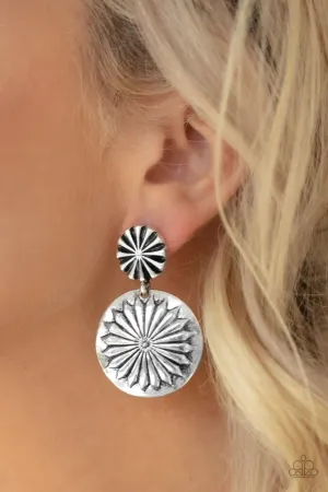 Paparazzi Earring ~ Fierce Florals - Silver
