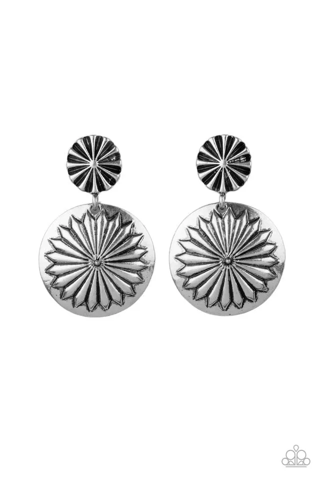 Paparazzi Earring ~ Fierce Florals - Silver