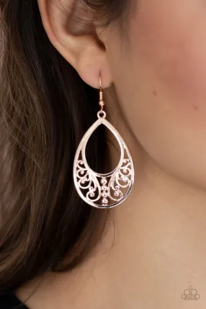 Paparazzi Earring ~ Stylish Serpentine - Rose Gold