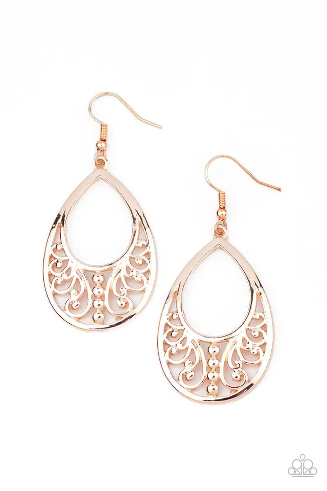 Paparazzi Earring ~ Stylish Serpentine - Rose Gold