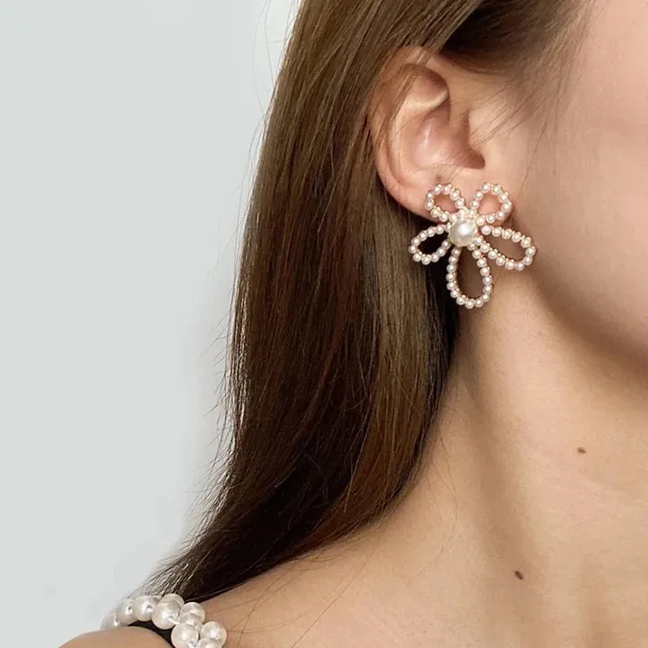 Pearl Blossom Flower Drop Earring