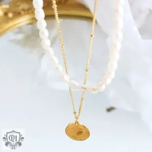 Pearl Medallion Double Layer Necklace