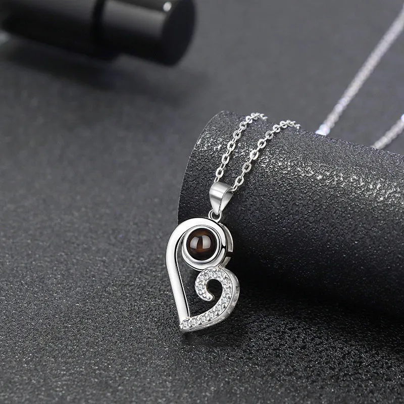 Photo Projection Couple Pendants Set for 2