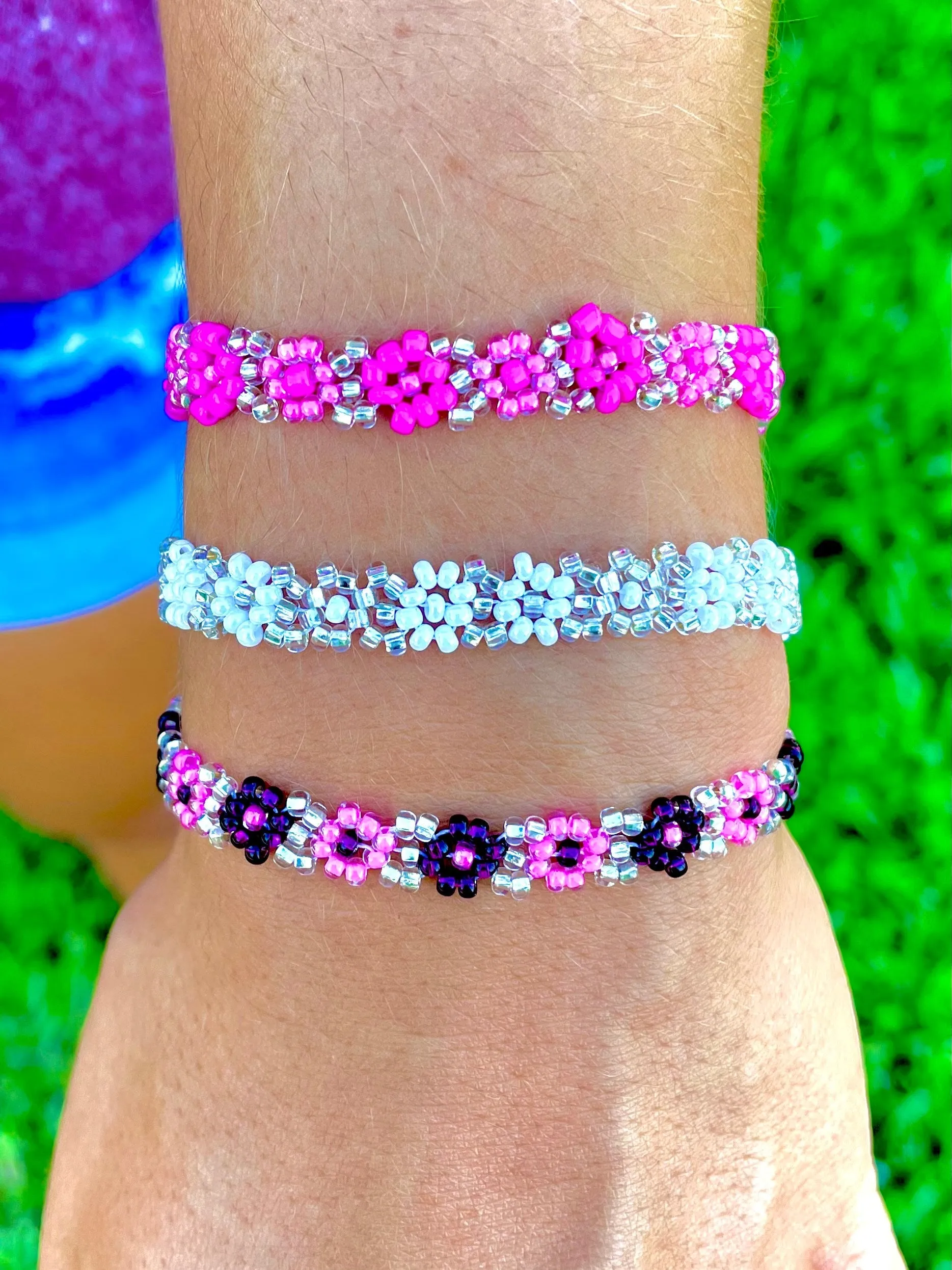 Pink Daisy Flower Bracelet