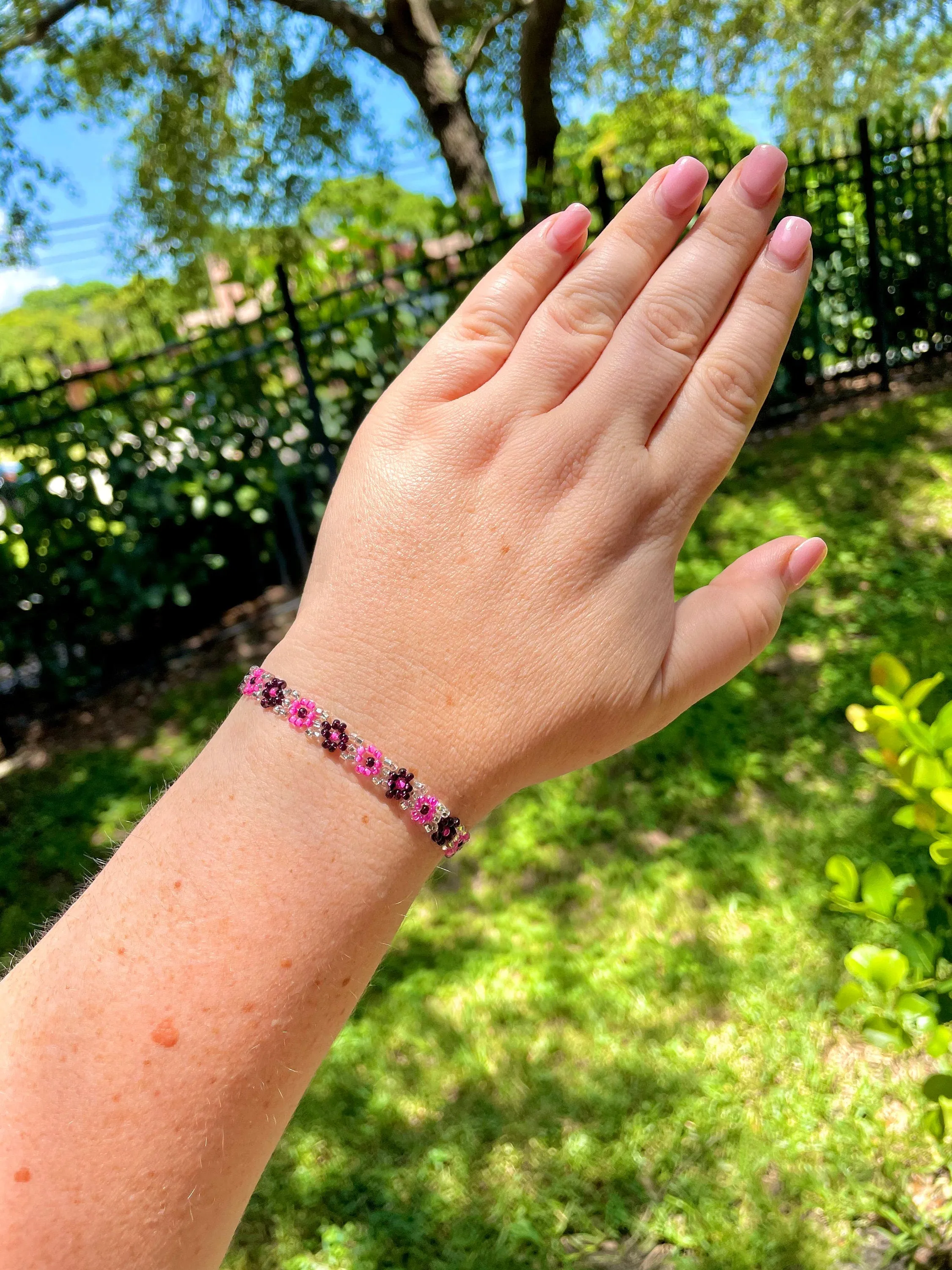 Pink Daisy Flower Bracelet