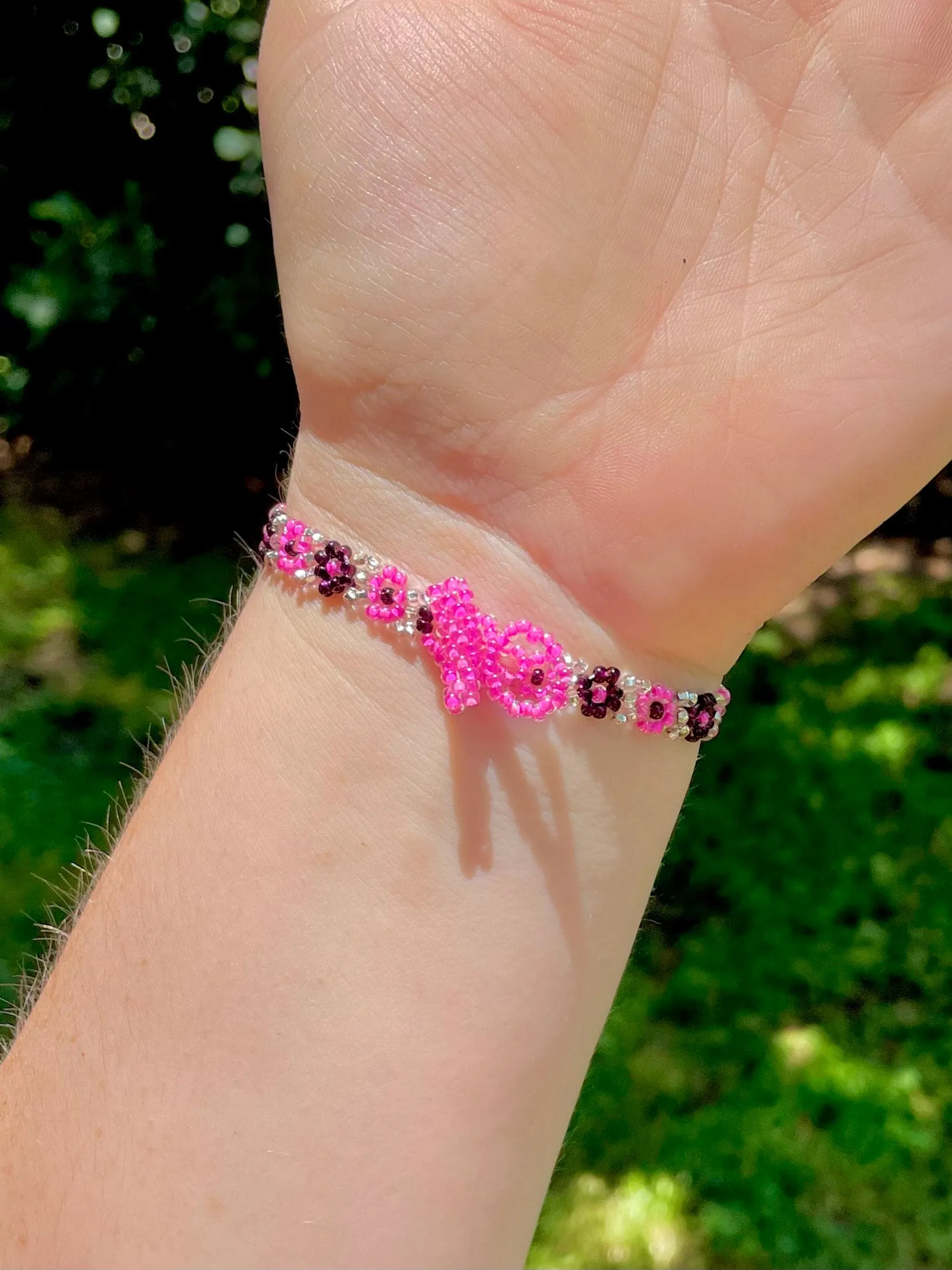 Pink Daisy Flower Bracelet