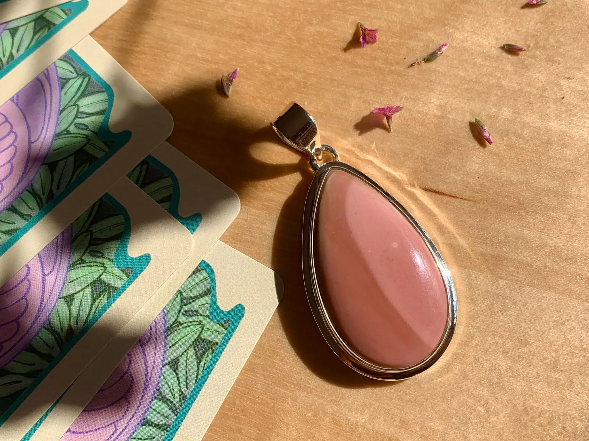 Pink Opal Ansley Pendant - Large Teardrop
