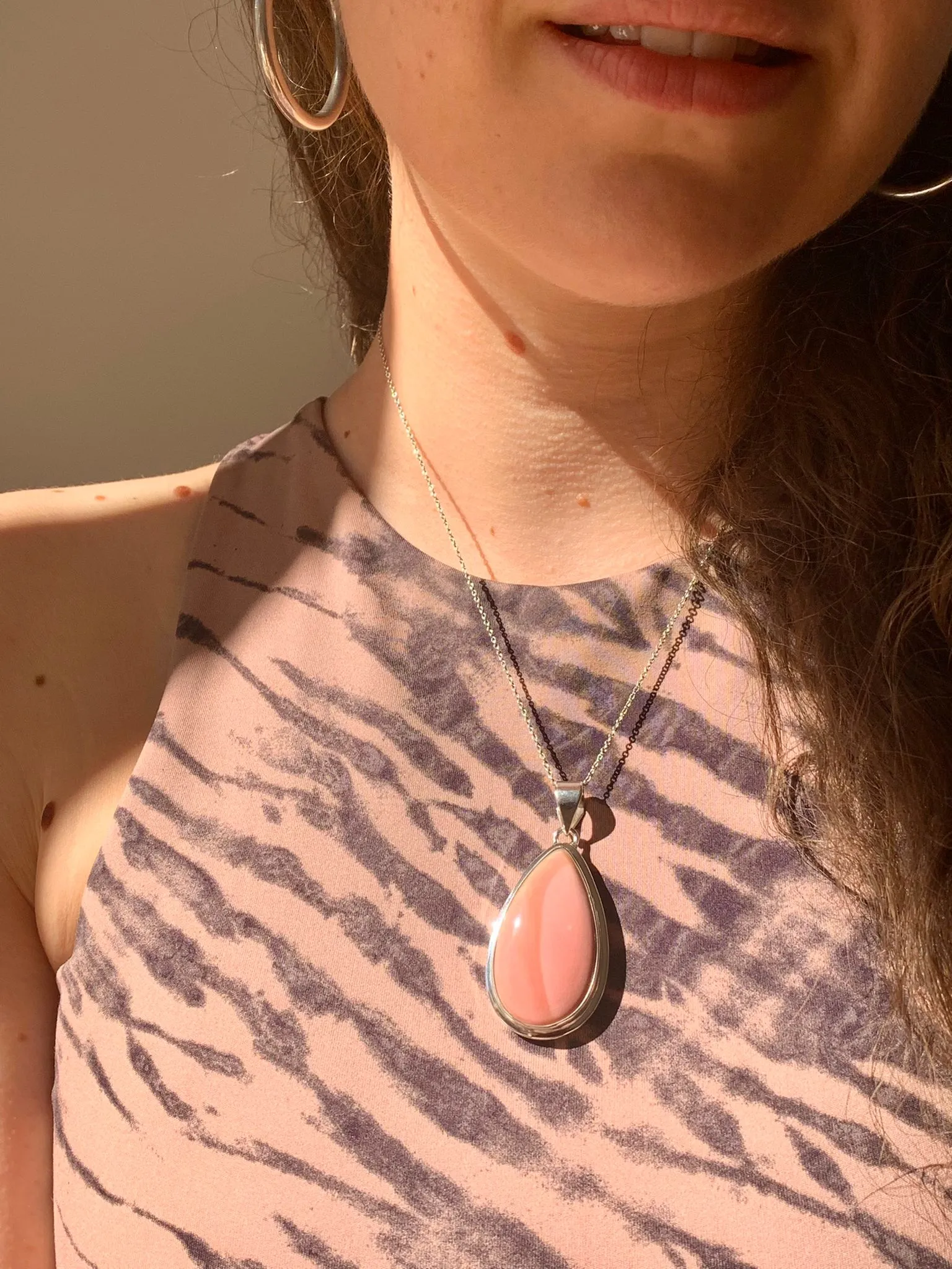 Pink Opal Ansley Pendant - Large Teardrop