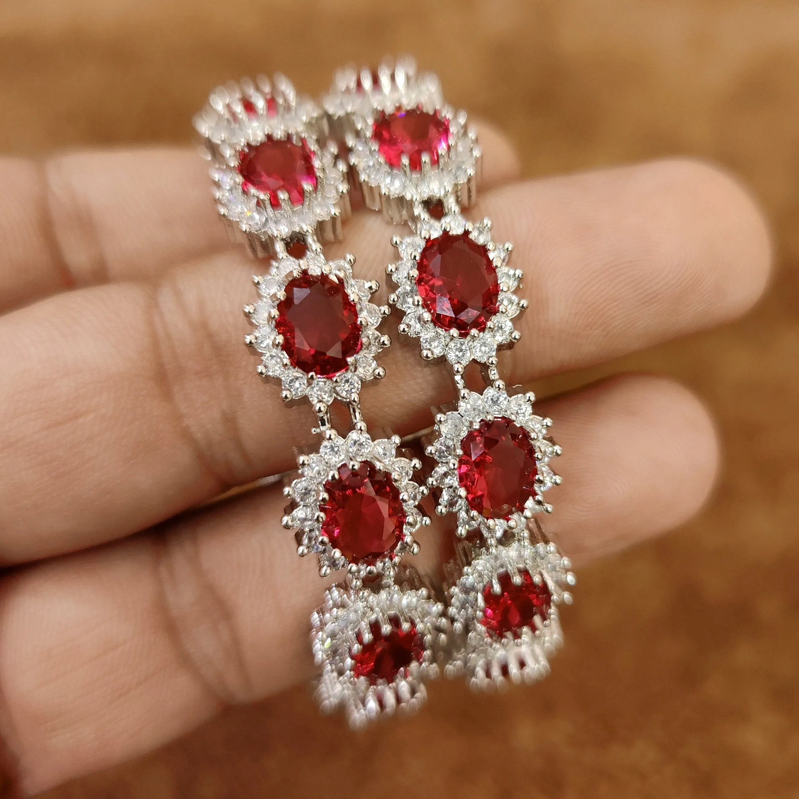 PINKISH RUBY SILVER PLATED PARTY WEAR BANGLES