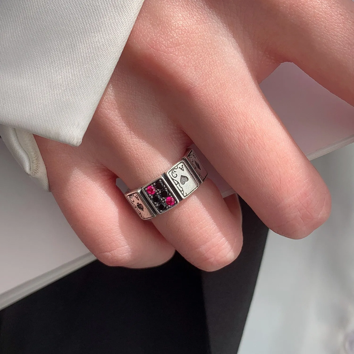 Playing Cards Open Cuff Finger Rings