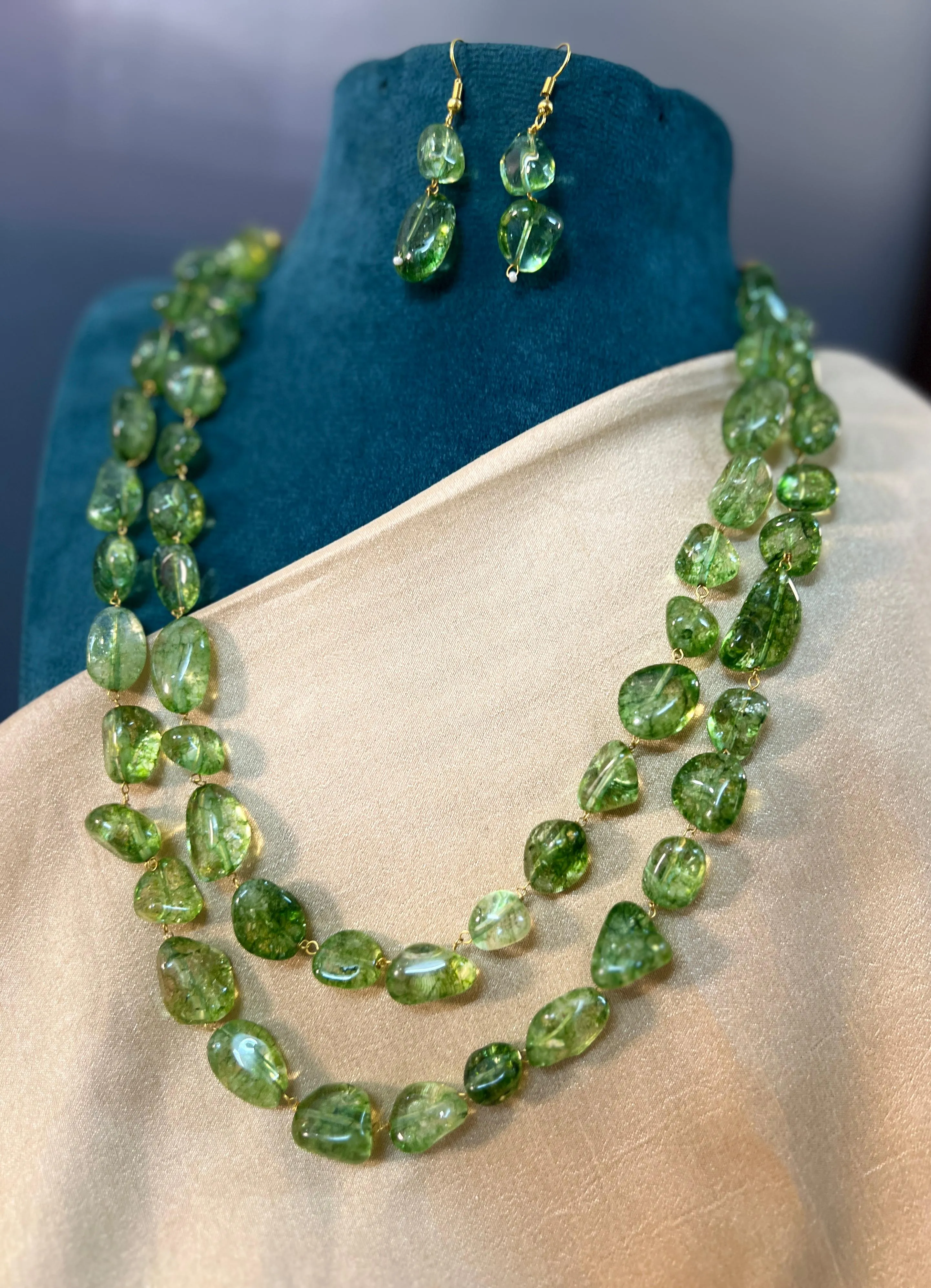 Premium Crystal Mala Necklace with Earrings - Stylish and Elegant