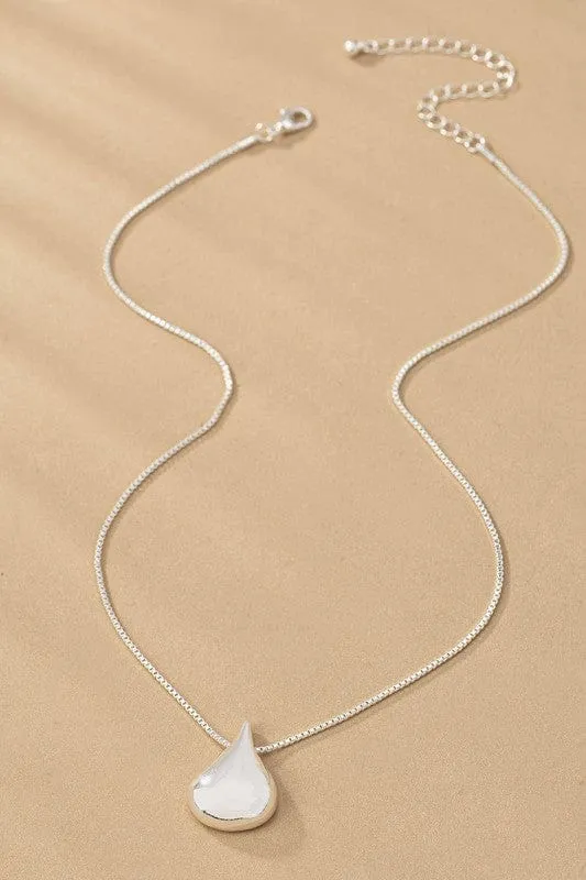 Puffy Teardrop Pendant Necklace-Multi