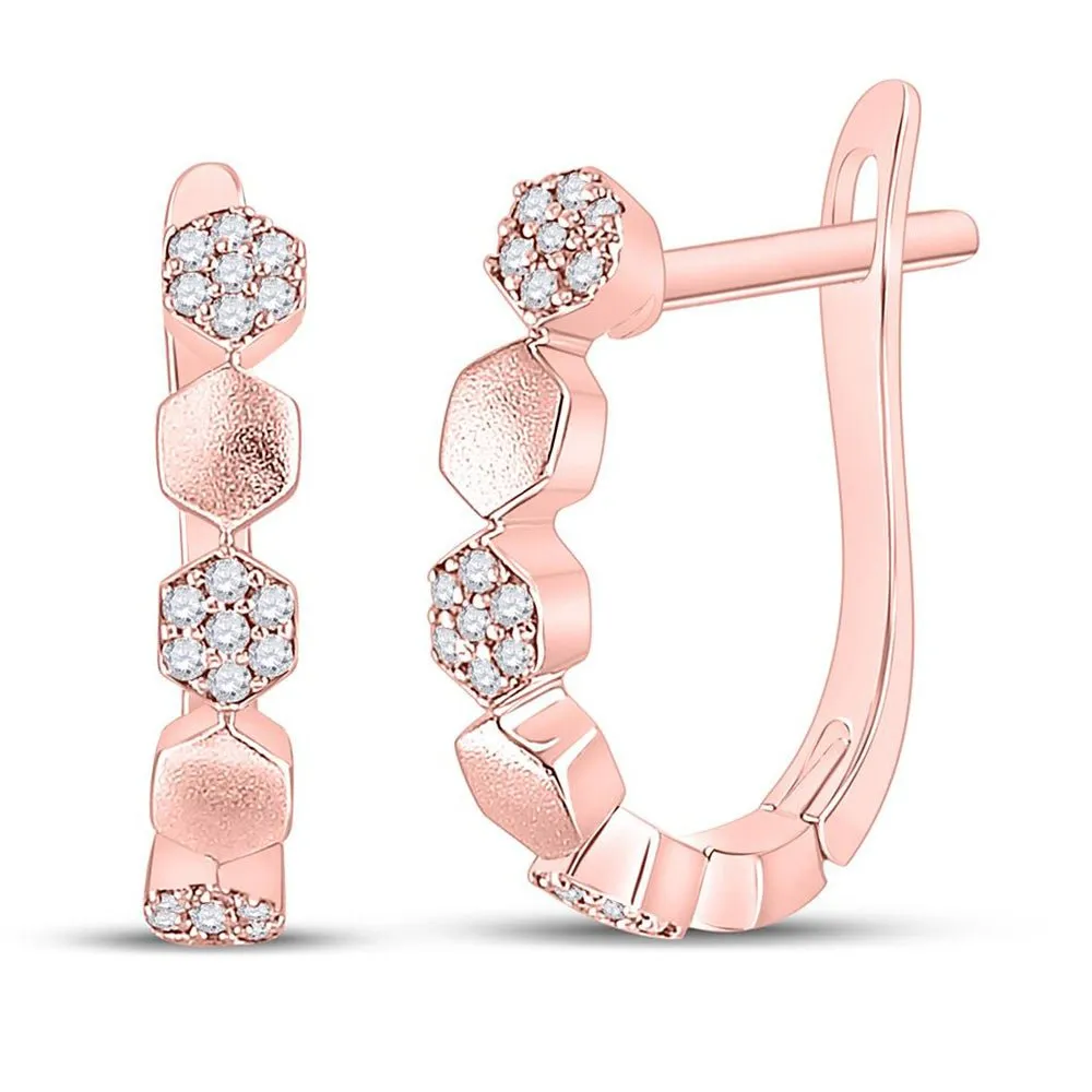 Radiant Rose Gold Diamond Hoop Earrings - 1/8 Cttw