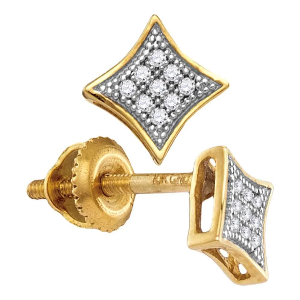 Radiant Sparkle: Yellow-tone Sterling Silver Diamond Square Kite Cluster Earrings