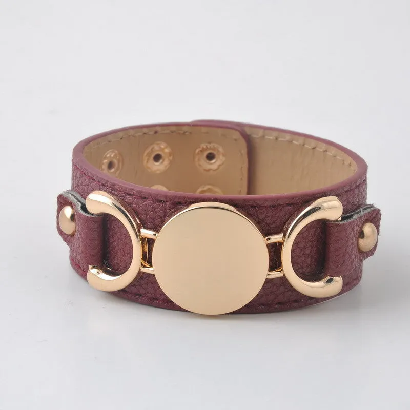 Rainbery New Monogram Leather Cuff Bracelet