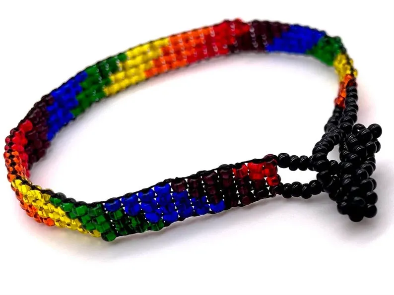 Rainbow Pride Skinny Boho Bracelet