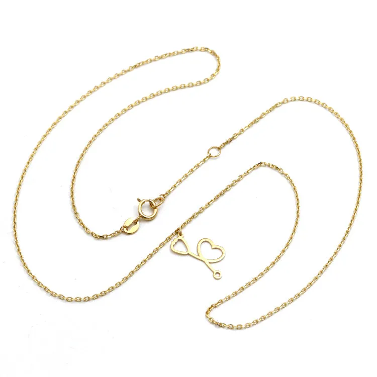 Real Gold Heart Stethoscope Adjustable Size Necklace (45 C.M) 7887 N1454