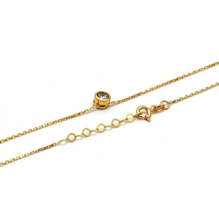Real Gold Movable Stone Adjustable Size Necklace - Model 0105 N1435
