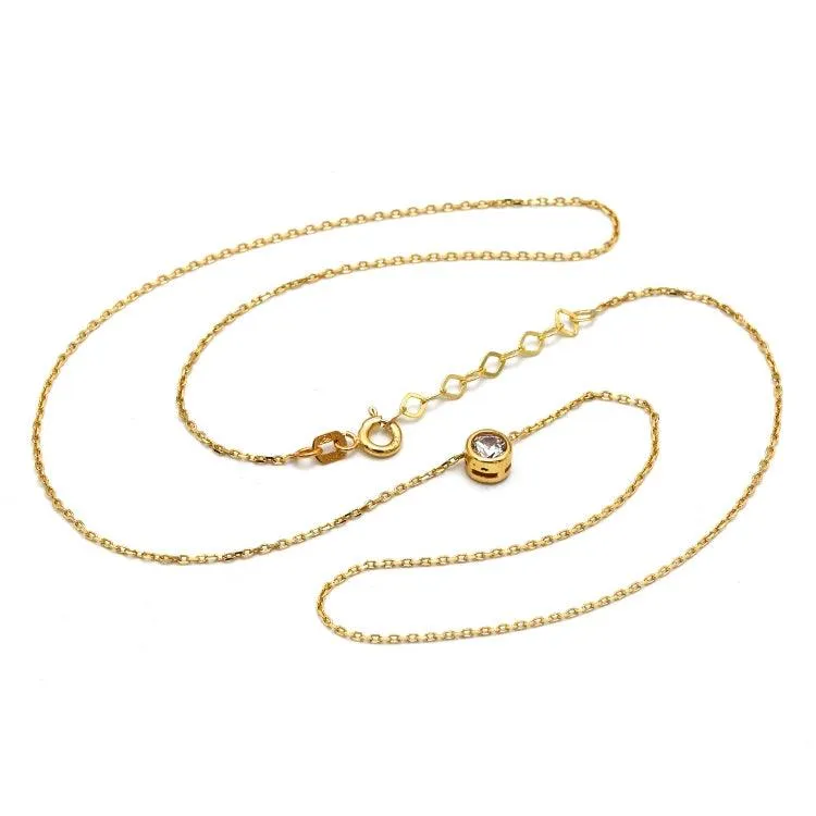 Real Gold Movable Stone Adjustable Size Necklace - Model 0105 N1435