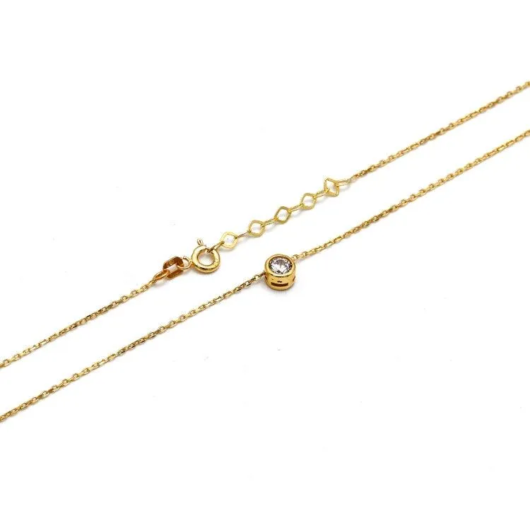 Real Gold Movable Stone Adjustable Size Necklace - Model 0105 N1435