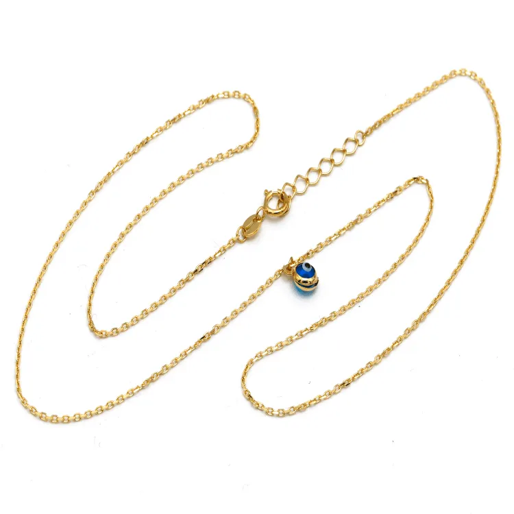 Real Gold Single Evil Eye Dangler Eye Adjustable Size Necklace 0135 N1402