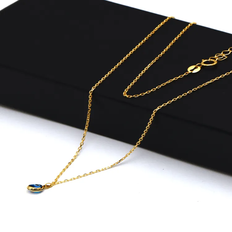 Real Gold Single Evil Eye Dangler Eye Adjustable Size Necklace 0135 N1402
