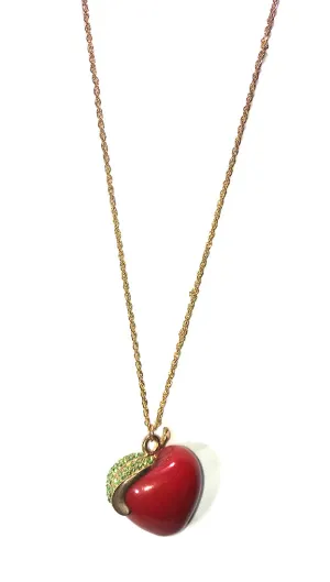 Red Apple Rhinestone Leaf Necklace Red Apple Rhinestone Leaf Necklace
