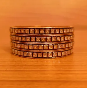 RED MEENAKARI POLKI STUDDED SET OF 4 BANGLES