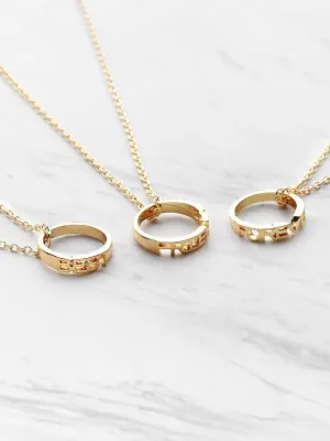 Ring Embellished Friendship Pendant Necklace 3pcs