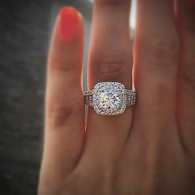 Ring For Women's Diamond Gold Plated Classic Wedding