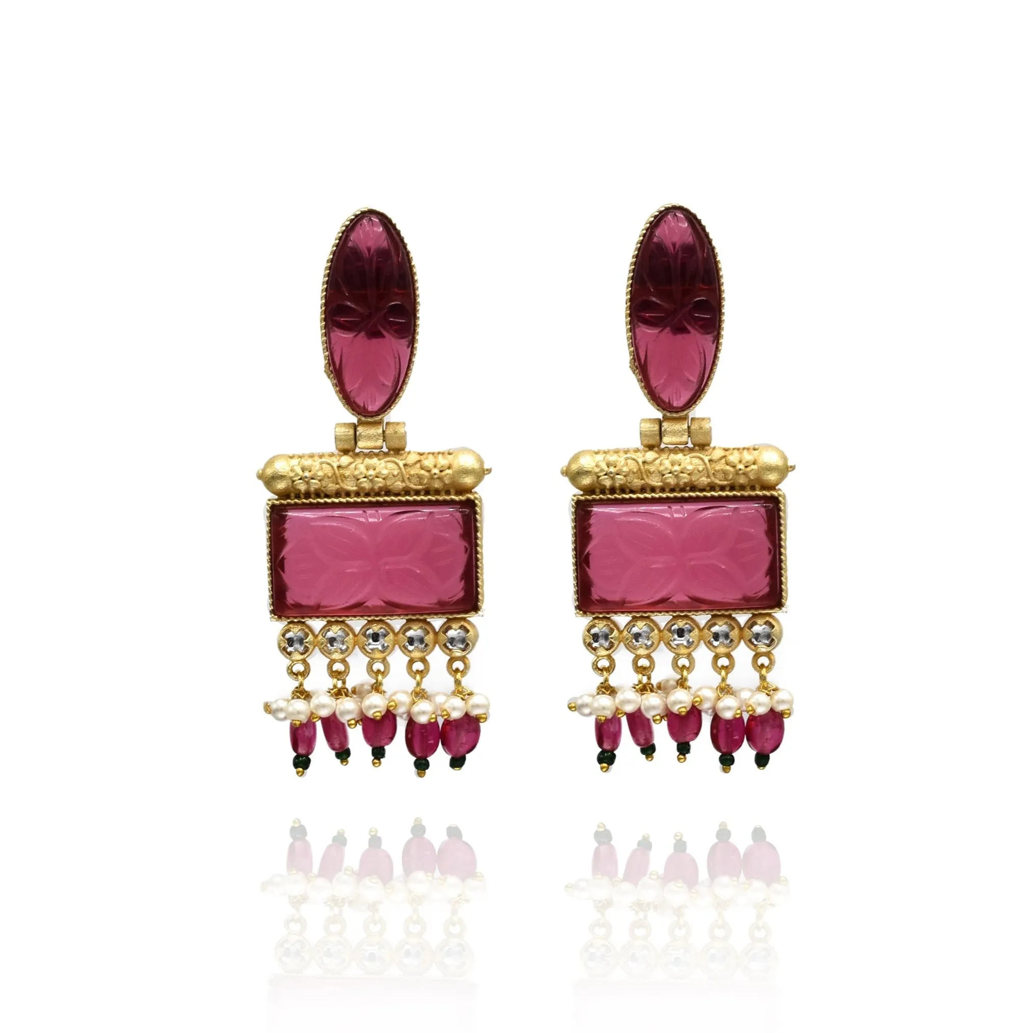 Rinki Carved Stone Earrings