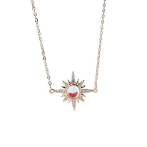 S925 Sterling Silver Star and Sun Necklace for Women Moonstone