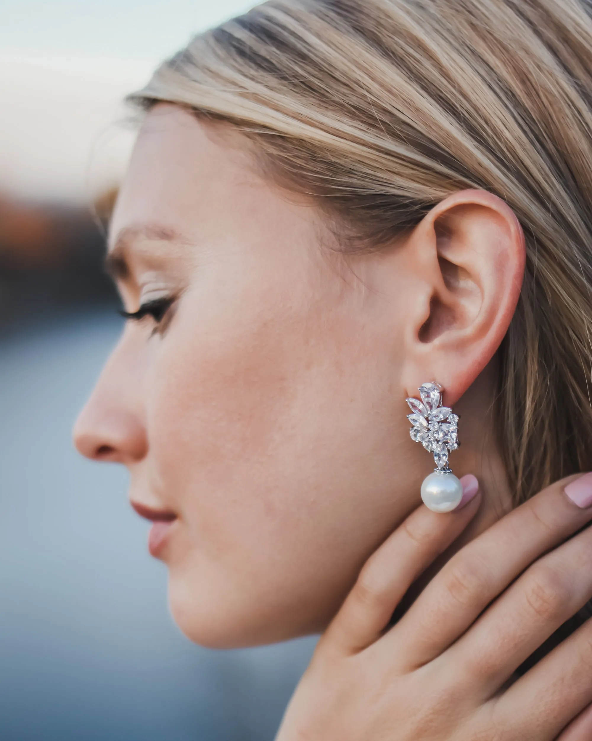 Serenity Pearl & CZ Earrings