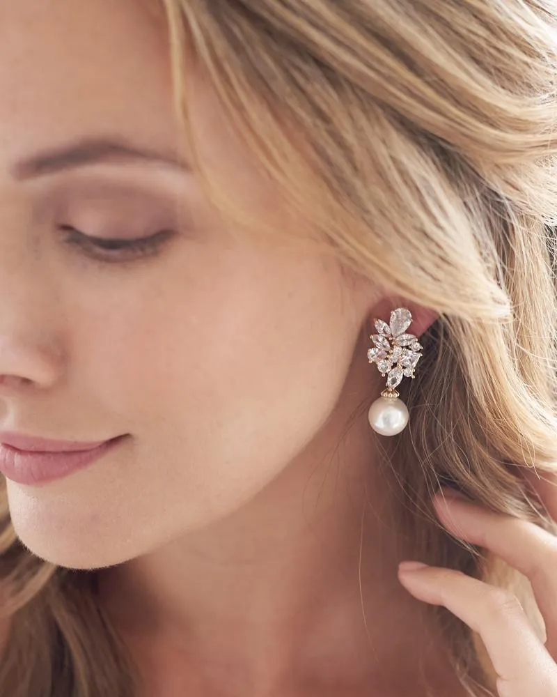 Serenity Pearl & CZ Earrings