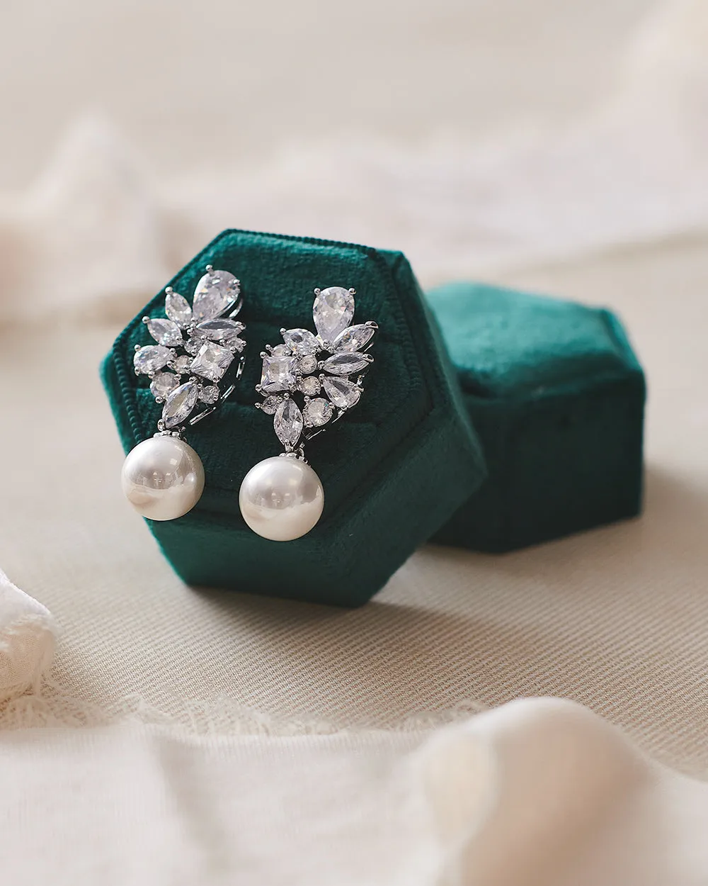 Serenity Pearl & CZ Earrings