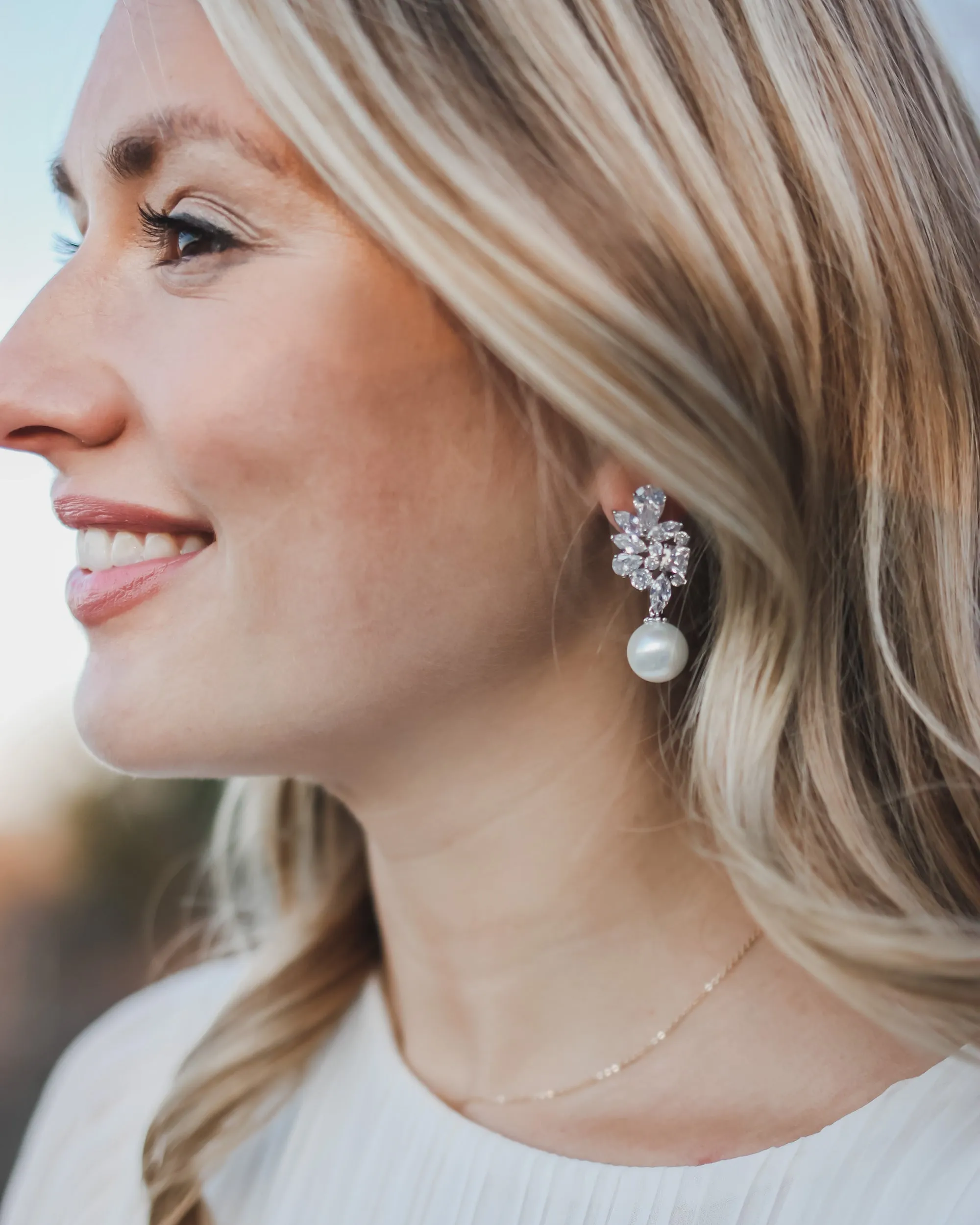 Serenity Pearl & CZ Earrings