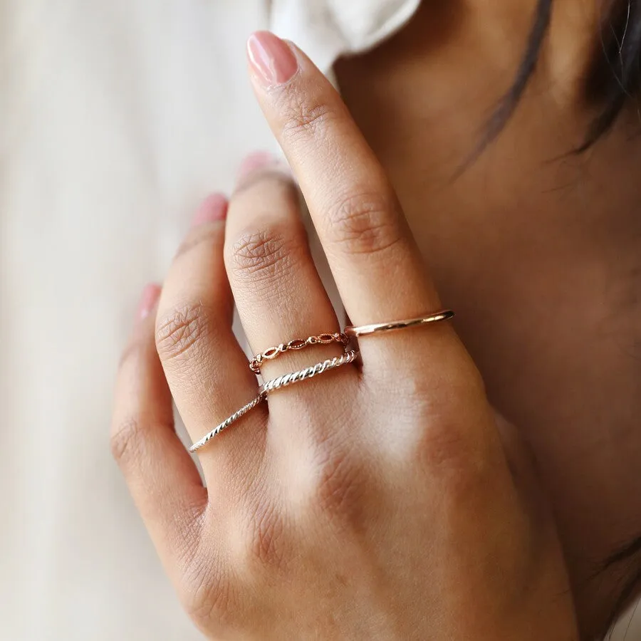 Set of 4 Silver & Rose Gold Stacking Rings 13759