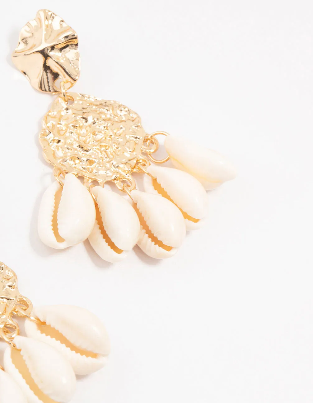 Shell & Molten Gold Drop Earrings
