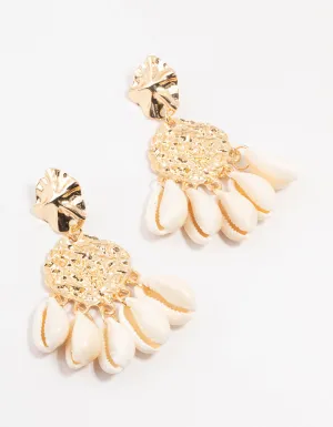 Shell & Molten Gold Drop Earrings