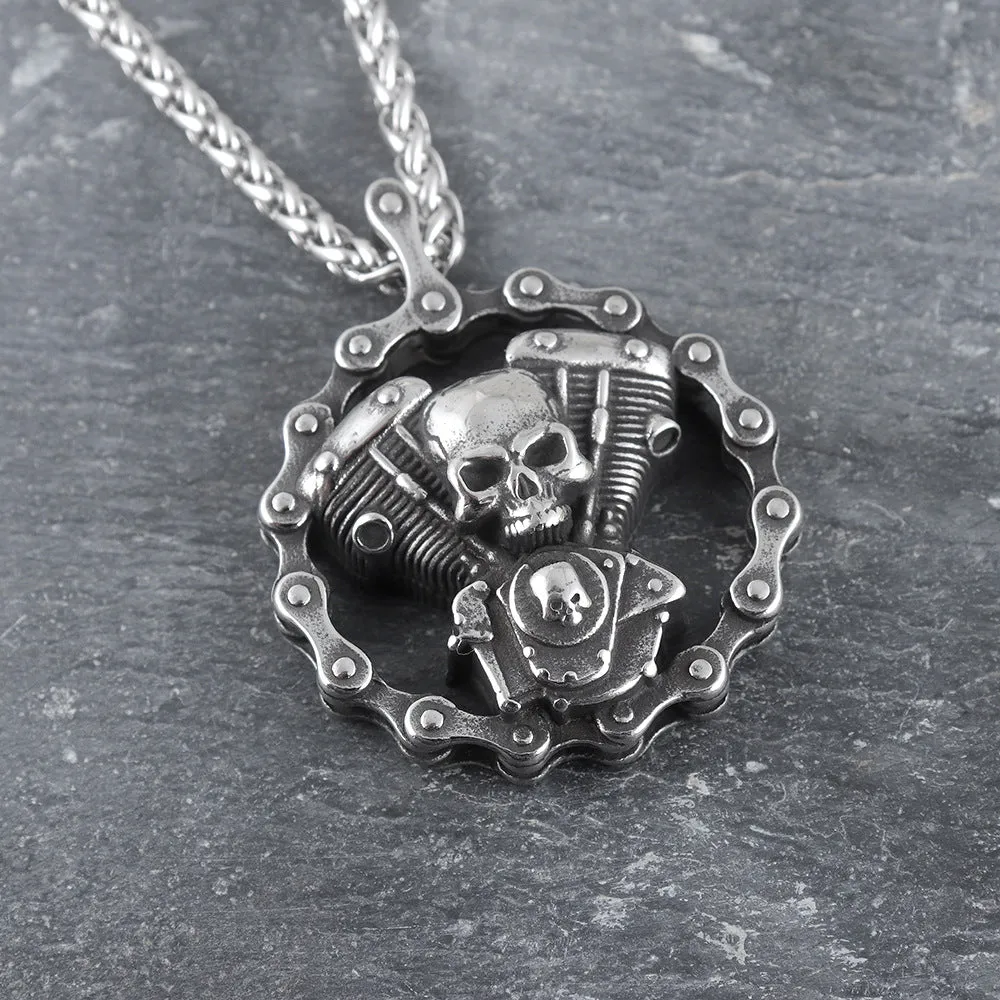 Skull Biker Breeze Gothic Pendant Necklace by The Nevermore