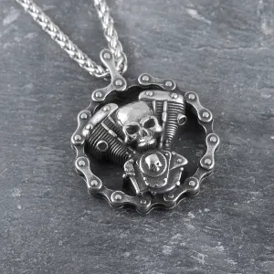 Skull Biker Breeze Gothic Pendant Necklace by The Nevermore