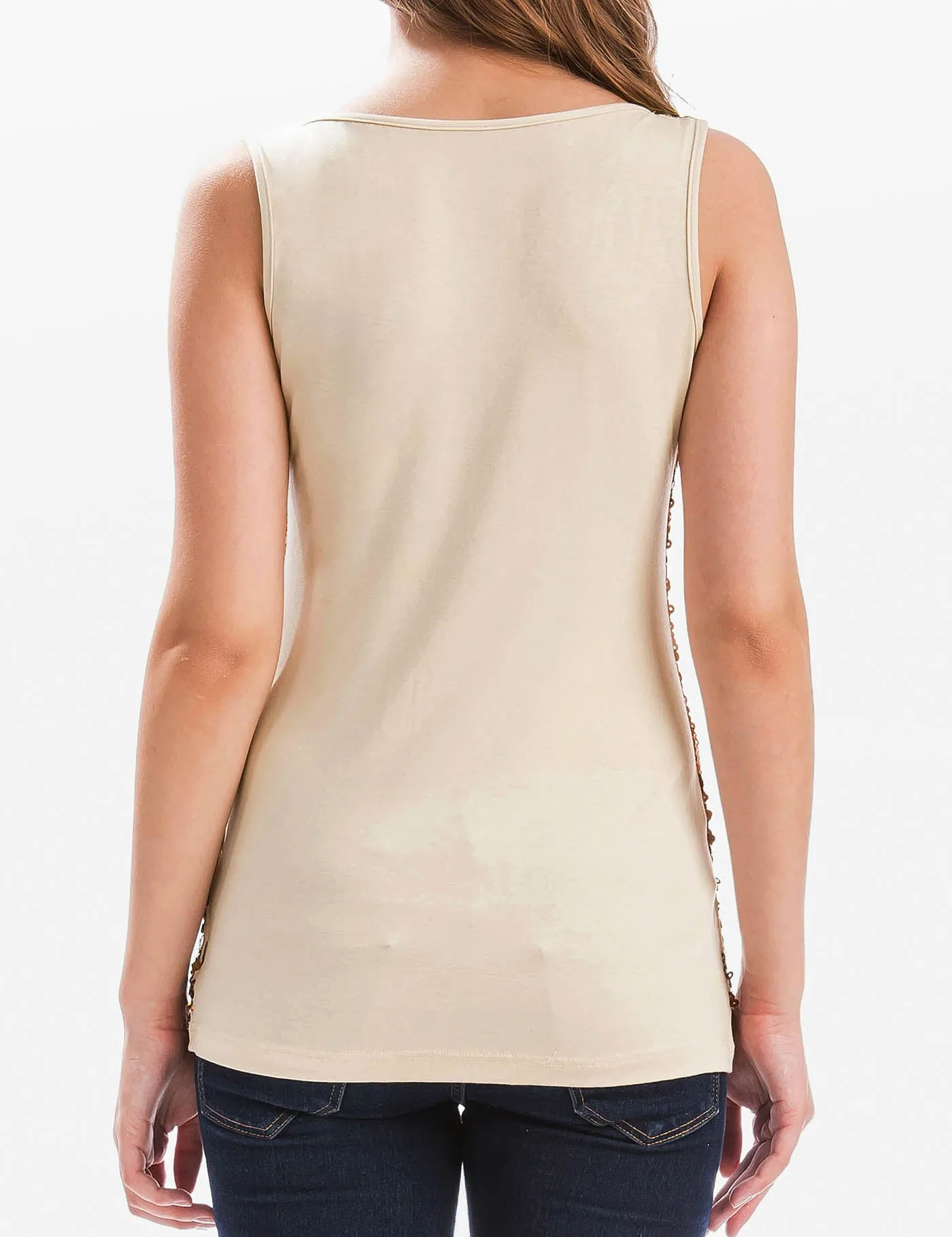 Sleeveless Glitter Sequin Tops Gradient Tank Club Party Vest
