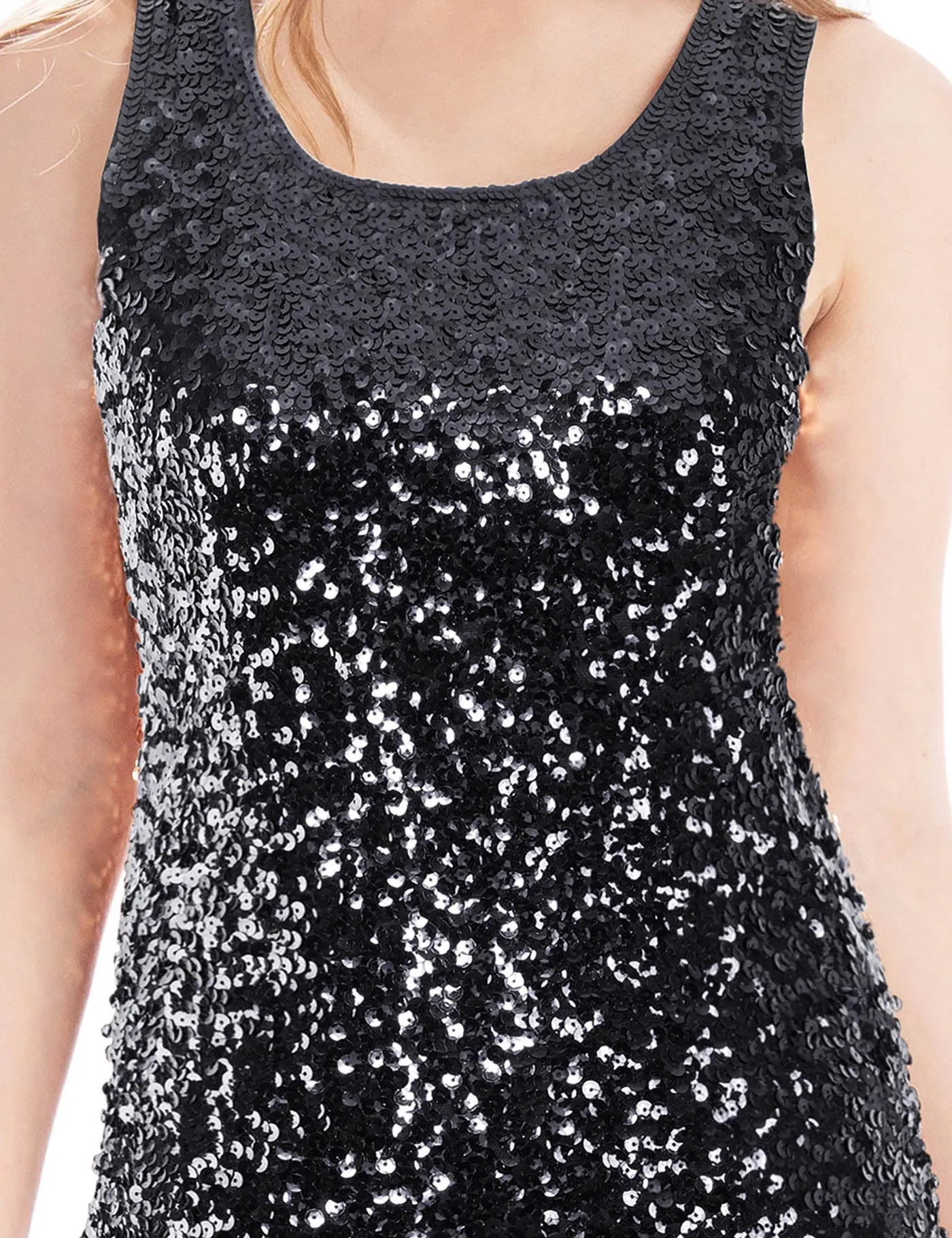 Sleeveless Glitter Sequin Tops Gradient Tank Club Party Vest