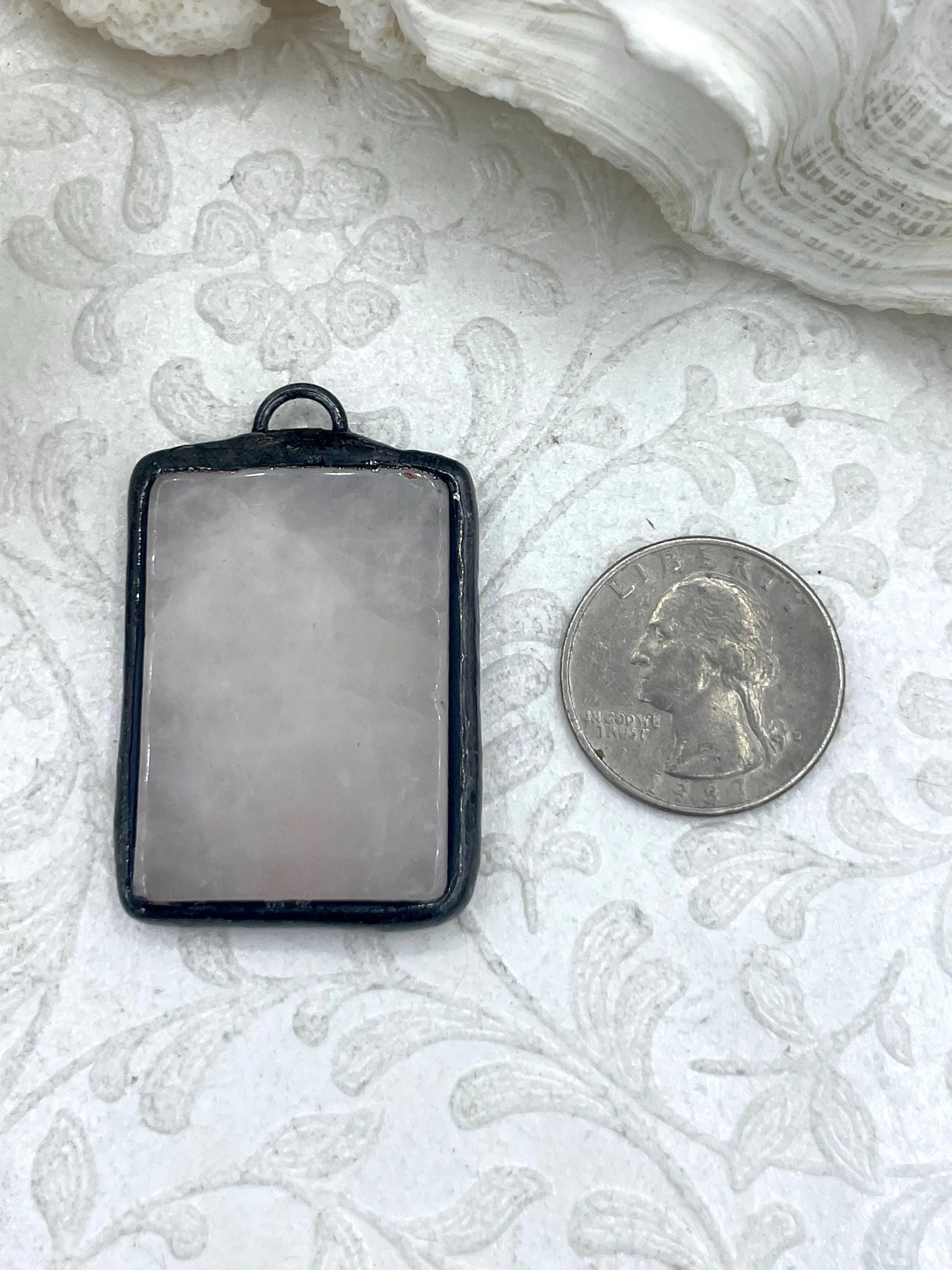 Soldered Natural Stone Pendants, Rectangle Stone Pendants with Gunmetal ,Comes in a variety of patterns, 7 Styles, Natural Stone, Fast Ship.
