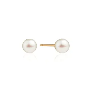 Solid Gold Single Pearl Stud Earrings