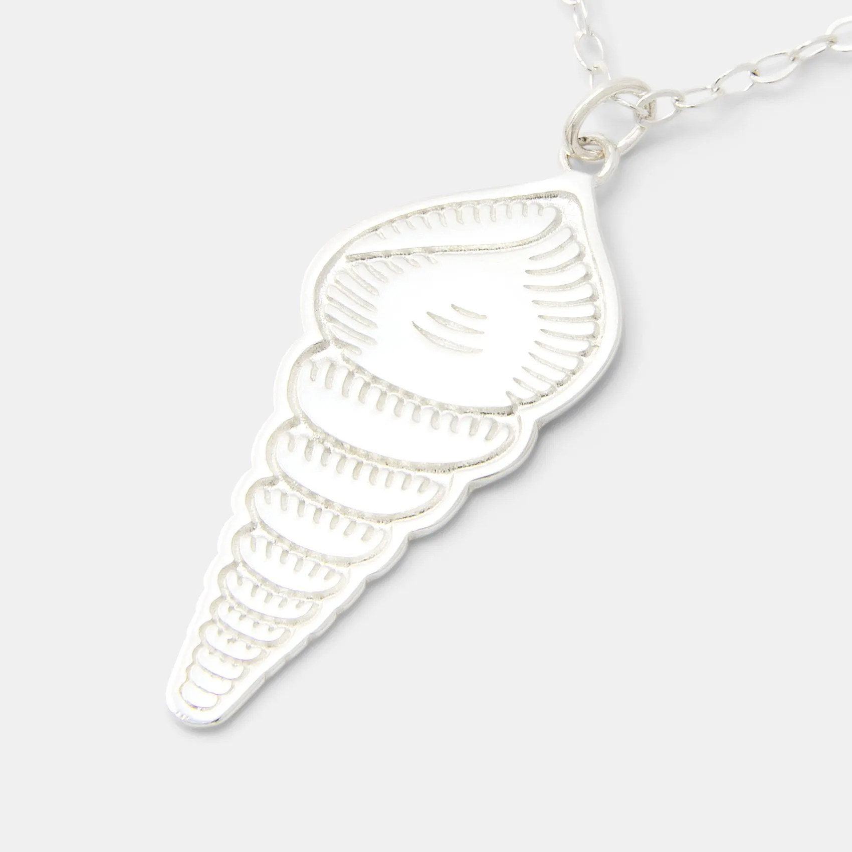 Spiral Shell Silver Pendant Necklace