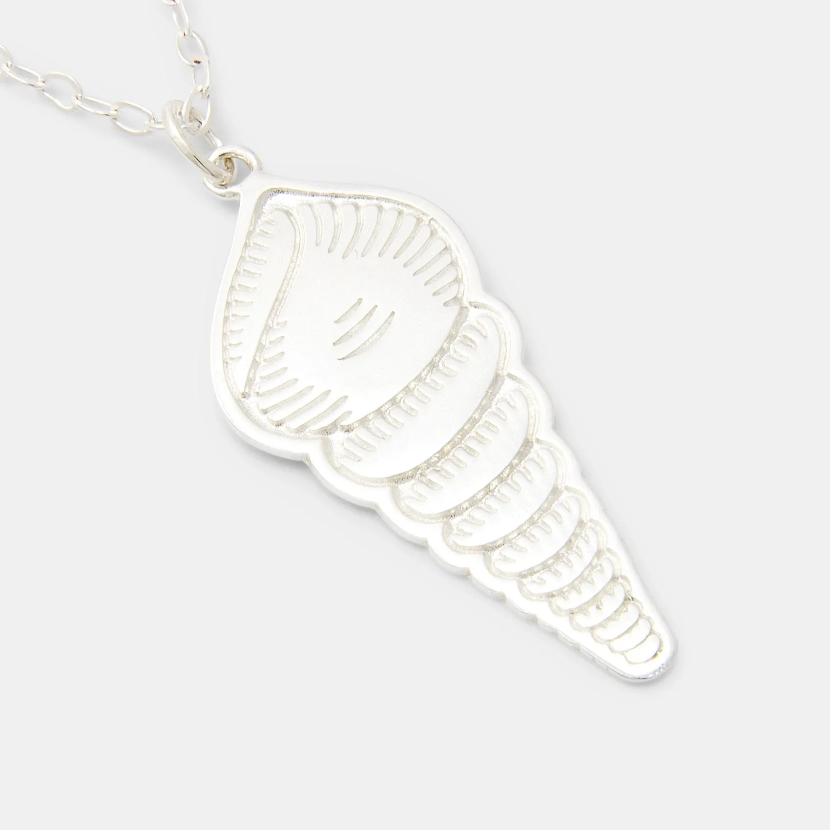 Spiral Shell Silver Pendant Necklace