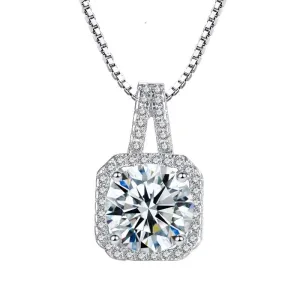 Square Cubic Zirconia Necklace in Sterling Silver